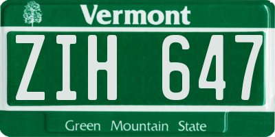 VT license plate ZIH647