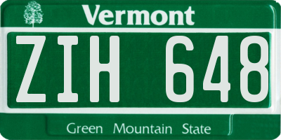 VT license plate ZIH648