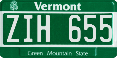VT license plate ZIH655