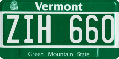 VT license plate ZIH660