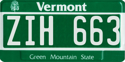 VT license plate ZIH663