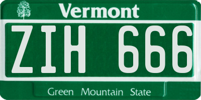 VT license plate ZIH666