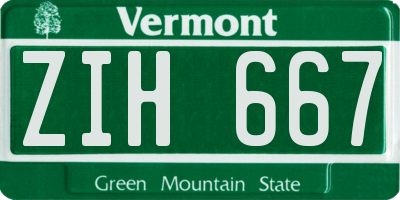 VT license plate ZIH667