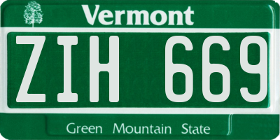 VT license plate ZIH669