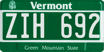 VT license plate ZIH692