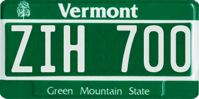 VT license plate ZIH700