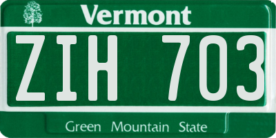 VT license plate ZIH703