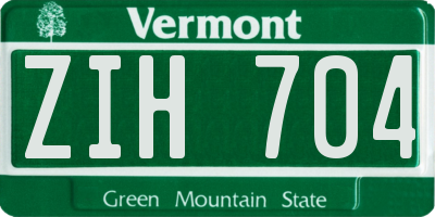 VT license plate ZIH704