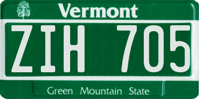 VT license plate ZIH705