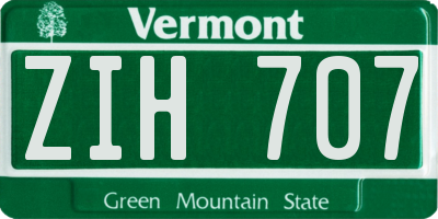 VT license plate ZIH707