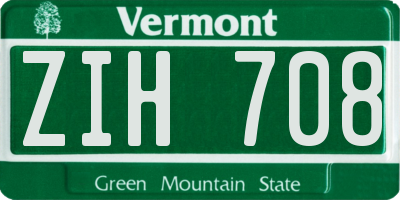 VT license plate ZIH708