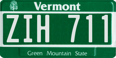 VT license plate ZIH711