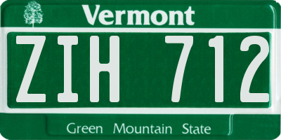 VT license plate ZIH712