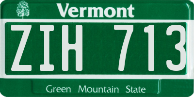 VT license plate ZIH713