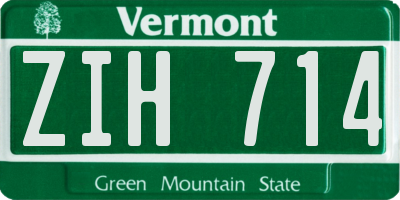 VT license plate ZIH714