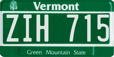 VT license plate ZIH715