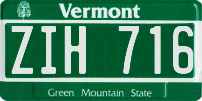 VT license plate ZIH716