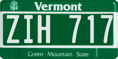 VT license plate ZIH717