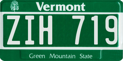 VT license plate ZIH719