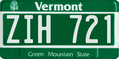 VT license plate ZIH721