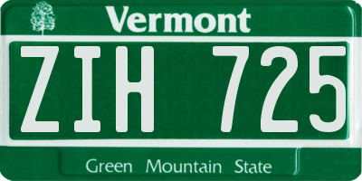 VT license plate ZIH725
