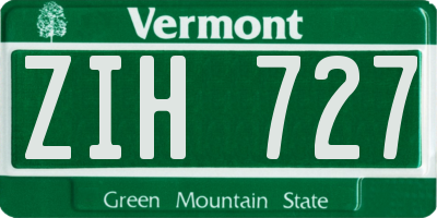 VT license plate ZIH727