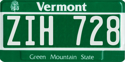 VT license plate ZIH728