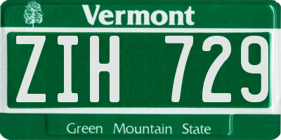 VT license plate ZIH729