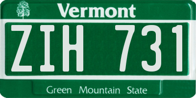 VT license plate ZIH731