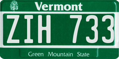 VT license plate ZIH733