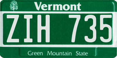 VT license plate ZIH735