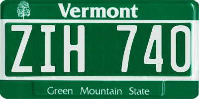 VT license plate ZIH740