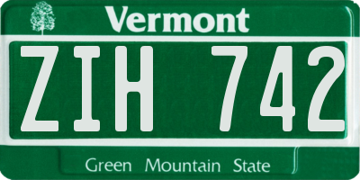 VT license plate ZIH742