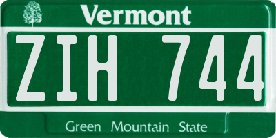 VT license plate ZIH744