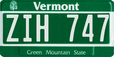 VT license plate ZIH747