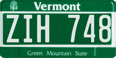 VT license plate ZIH748
