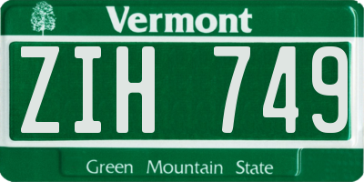 VT license plate ZIH749