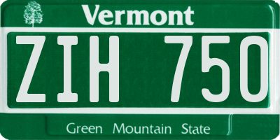 VT license plate ZIH750