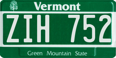 VT license plate ZIH752