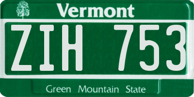 VT license plate ZIH753