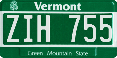 VT license plate ZIH755