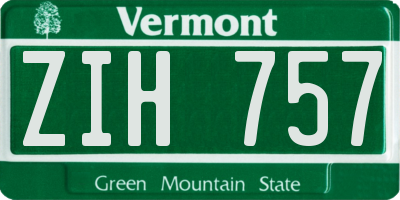 VT license plate ZIH757