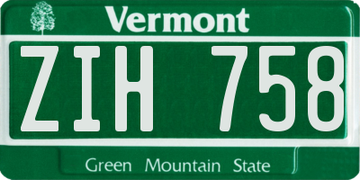 VT license plate ZIH758