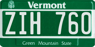 VT license plate ZIH760