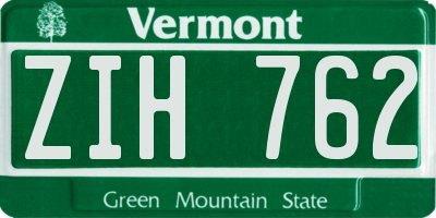 VT license plate ZIH762