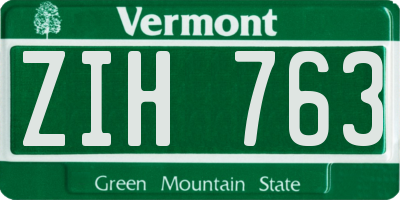 VT license plate ZIH763