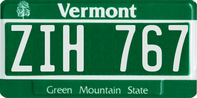 VT license plate ZIH767