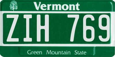 VT license plate ZIH769