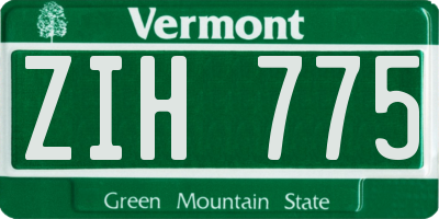 VT license plate ZIH775