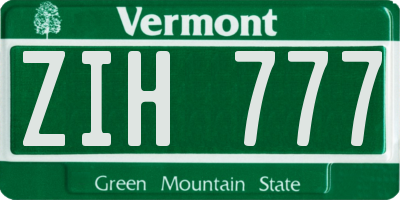 VT license plate ZIH777